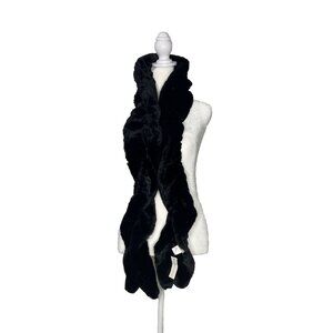 New York & Company Black Soft Furry Fuzzy Scarf Stole Accessories 70”
